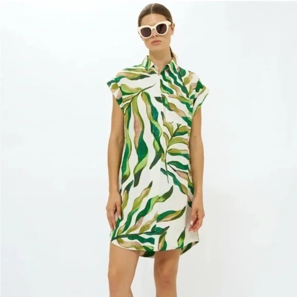 Oliphant Dress Linen Mini - Maldive Green